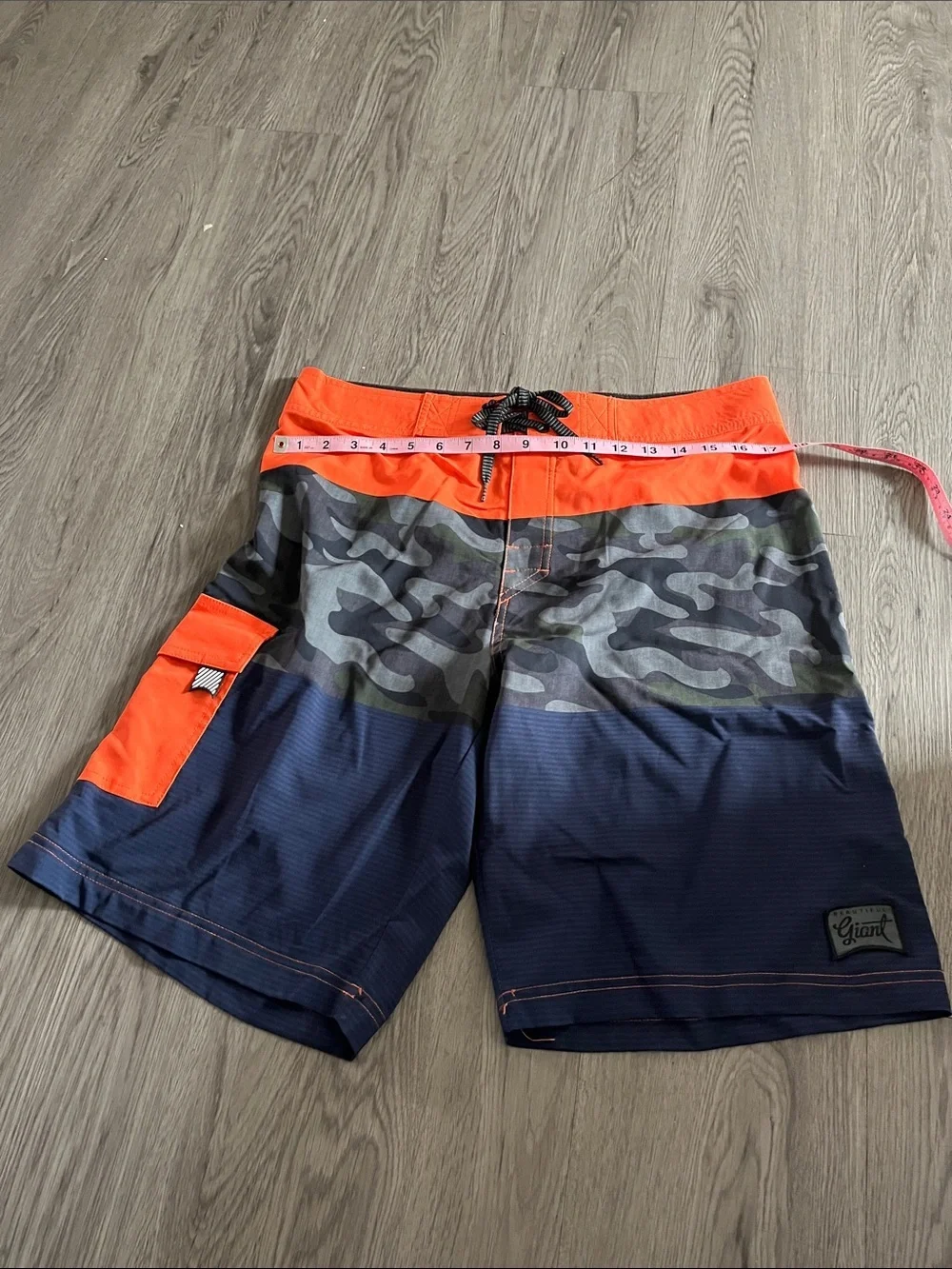 Men's Navy & Orange Camo Swim Trunks